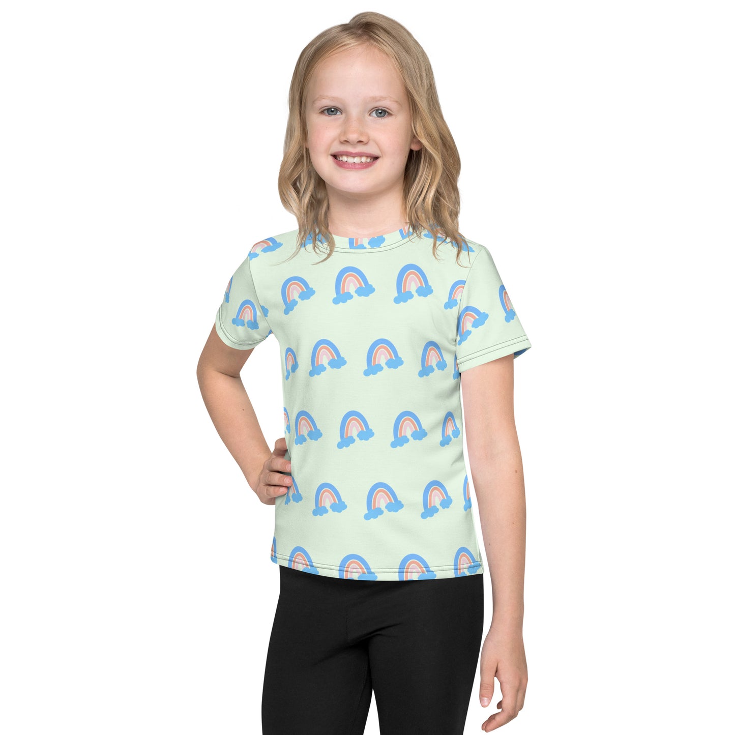 Blue Rainbow (Black) - Kid's crew neck t-shirt