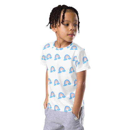 Blue Rainbow Kid's T-shirt (White)