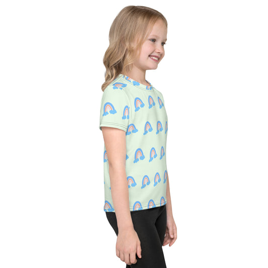 Blue Rainbow (Black) - Kid's crew neck t-shirt