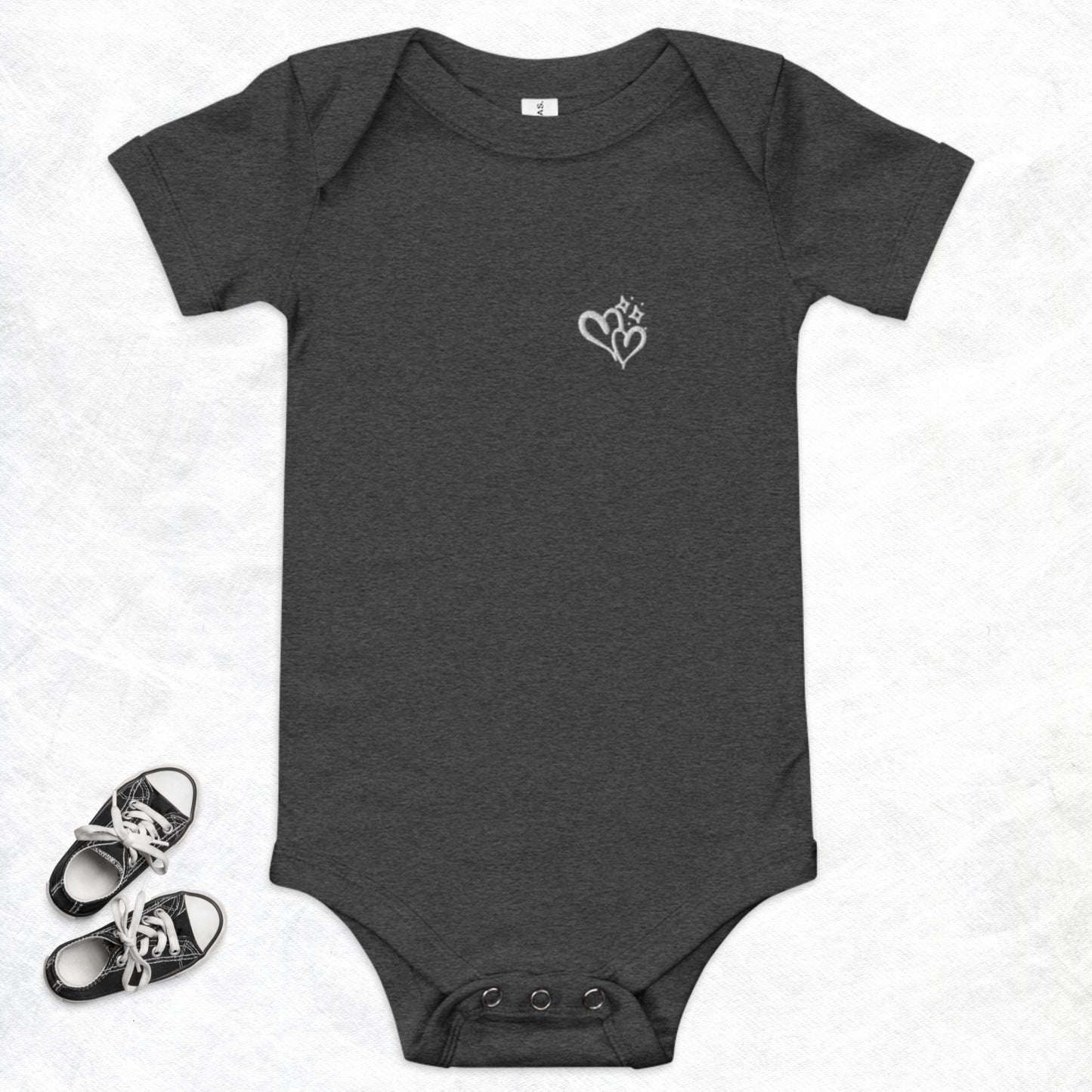 Embroidered Double Heart Baby Onsie