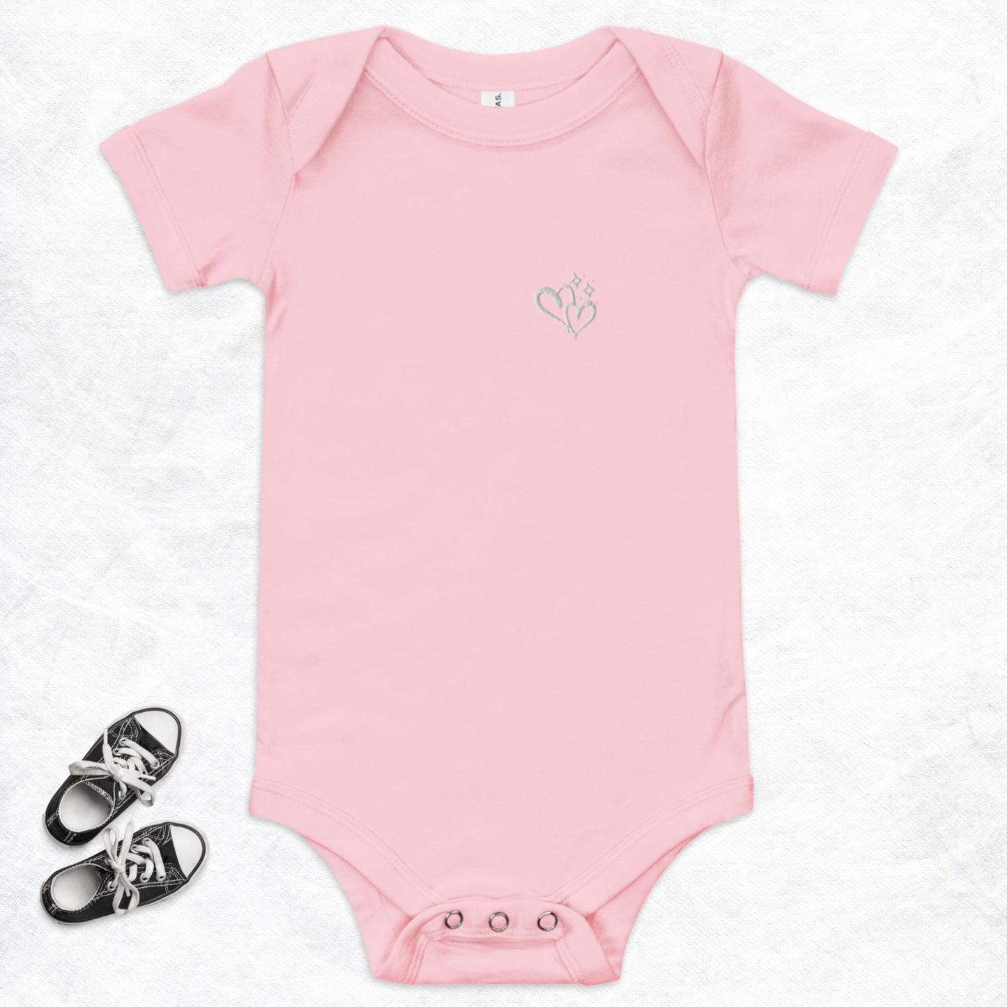 Embroidered Double Heart Baby Onsie