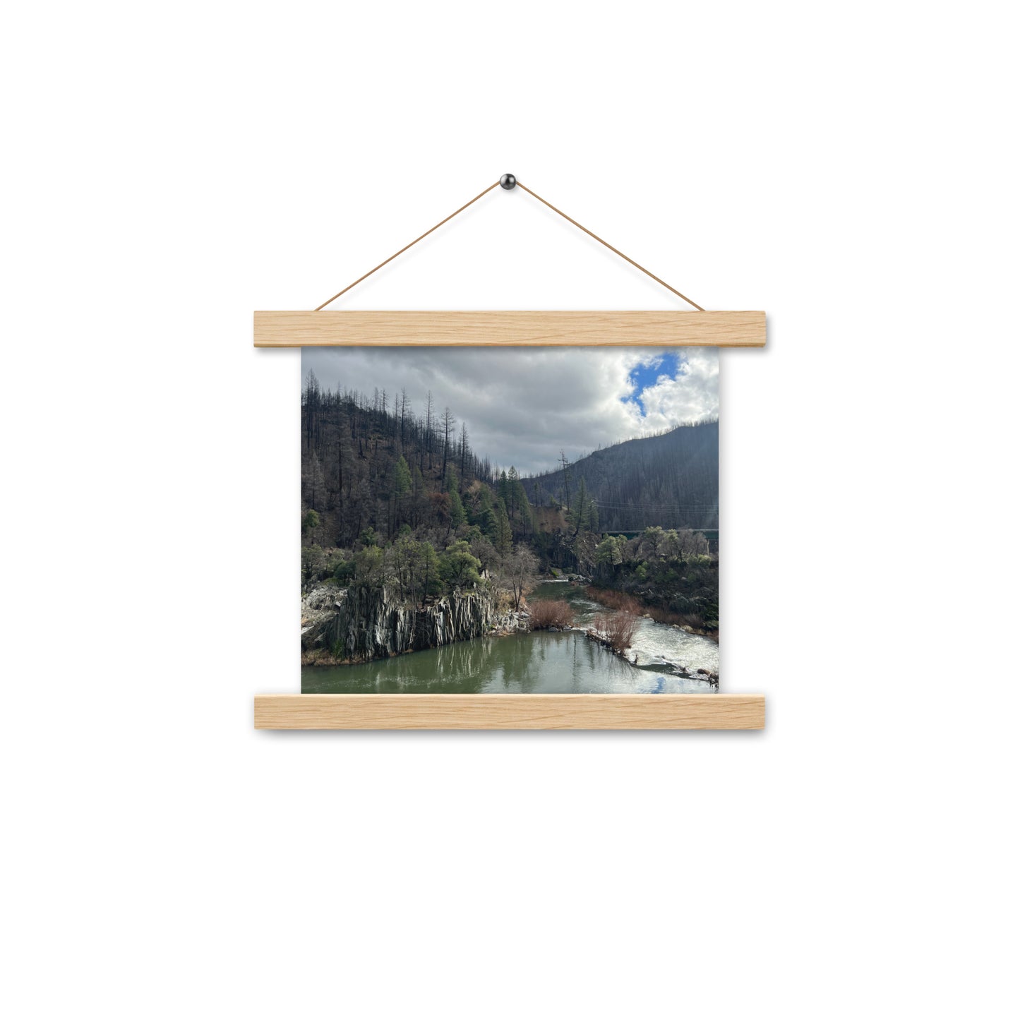 Rustling Creek with Cloudy Skies Framed Poster with Hangers