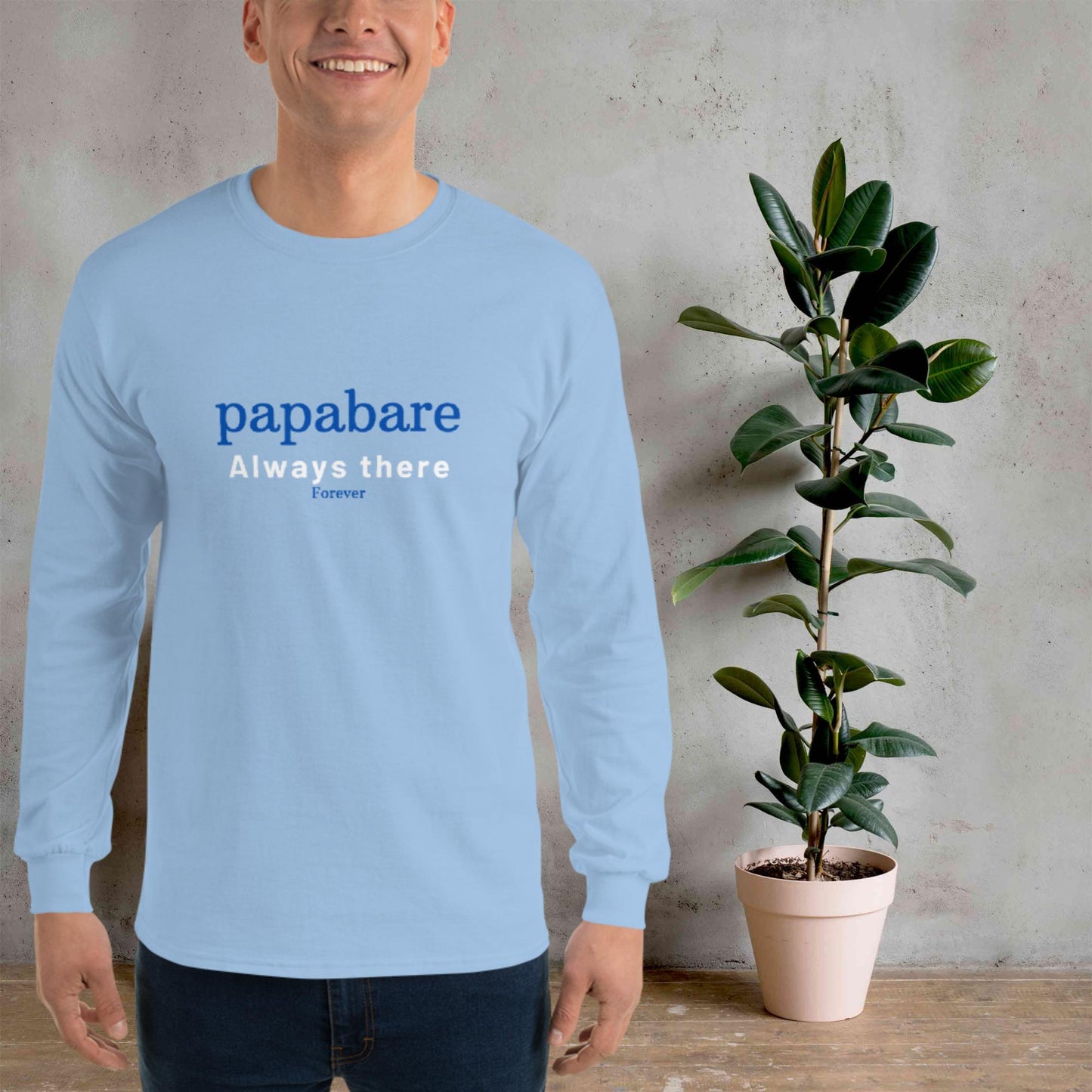 Papabare Always There Forever (Blue) Men’s Long Sleeve Shirt