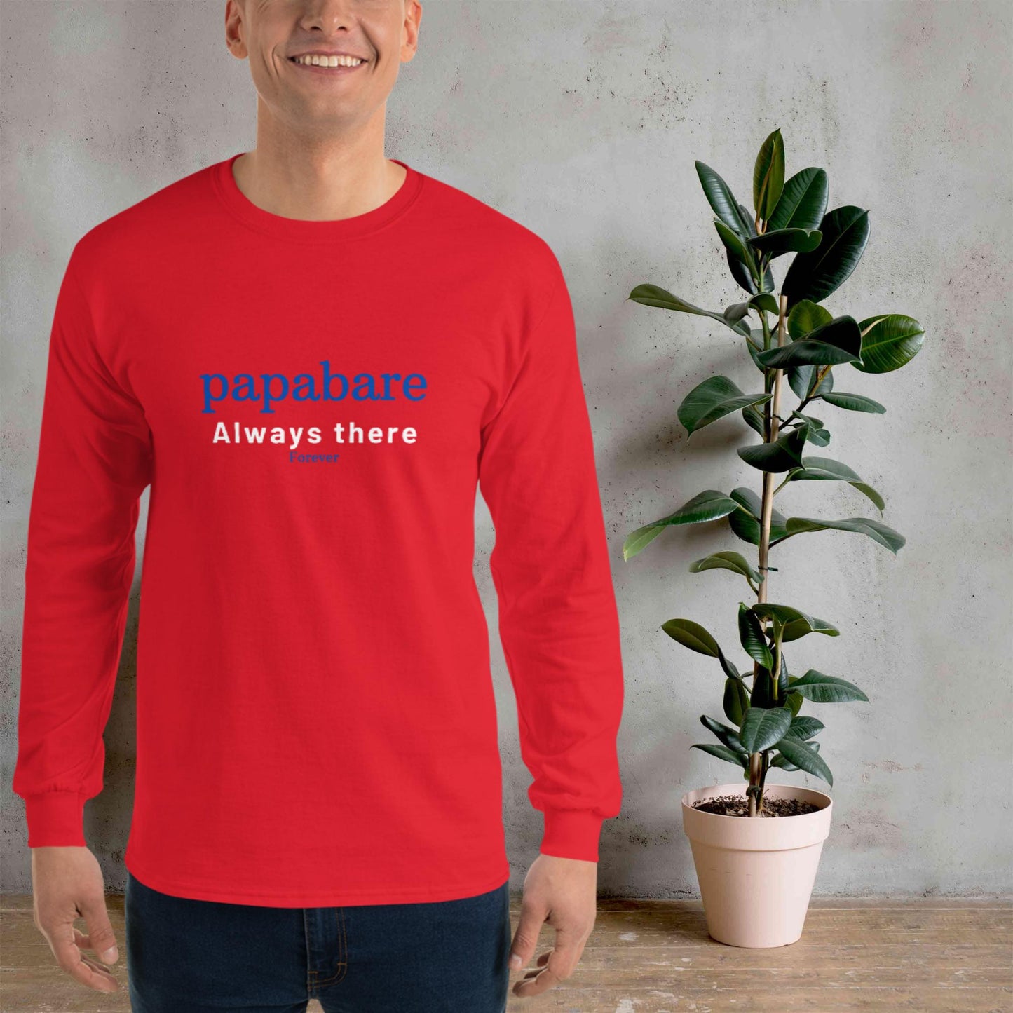 Papabare Always There Forever (Blue) Men’s Long Sleeve Shirt