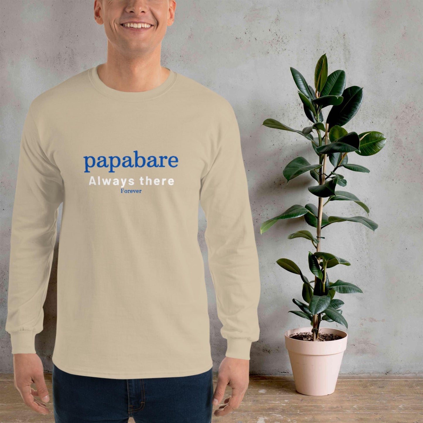 Papabare Always There Forever (Blue) Men’s Long Sleeve Shirt