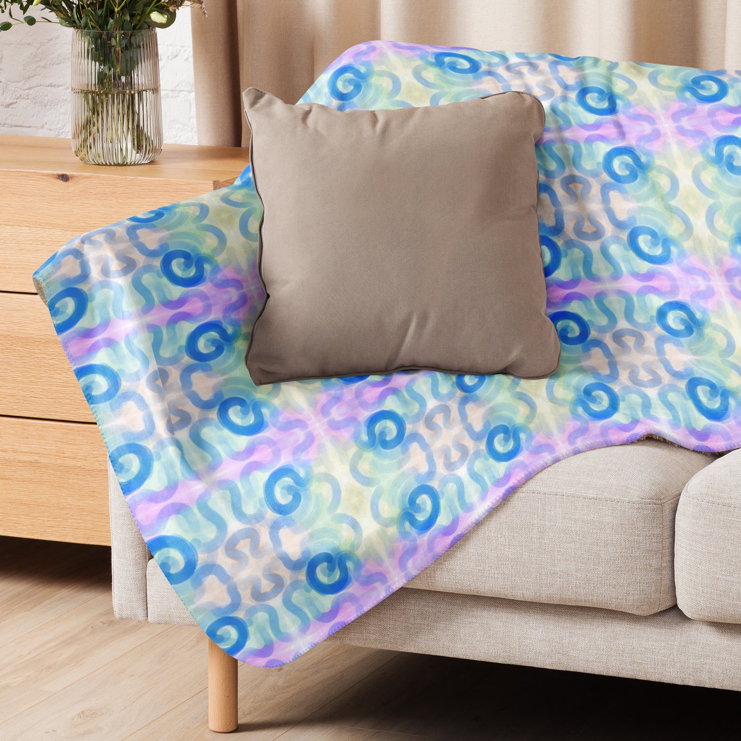 Blue Swirls Sherpa Blanket